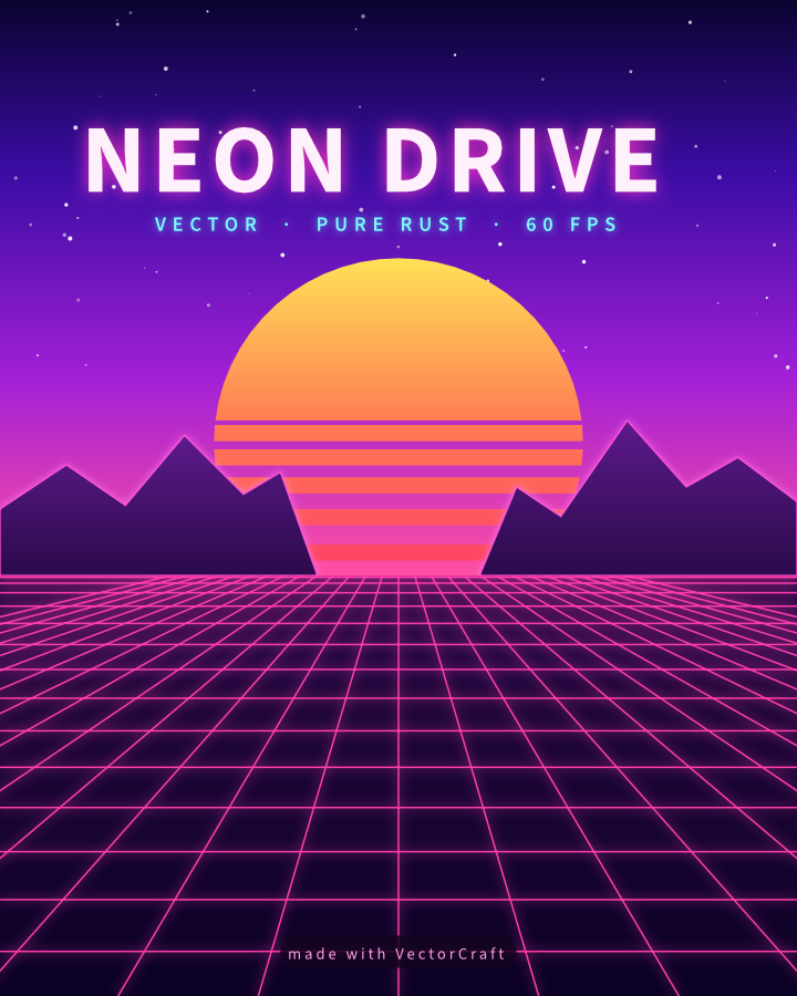The finished Neon Drive poster exported from VectorCraft